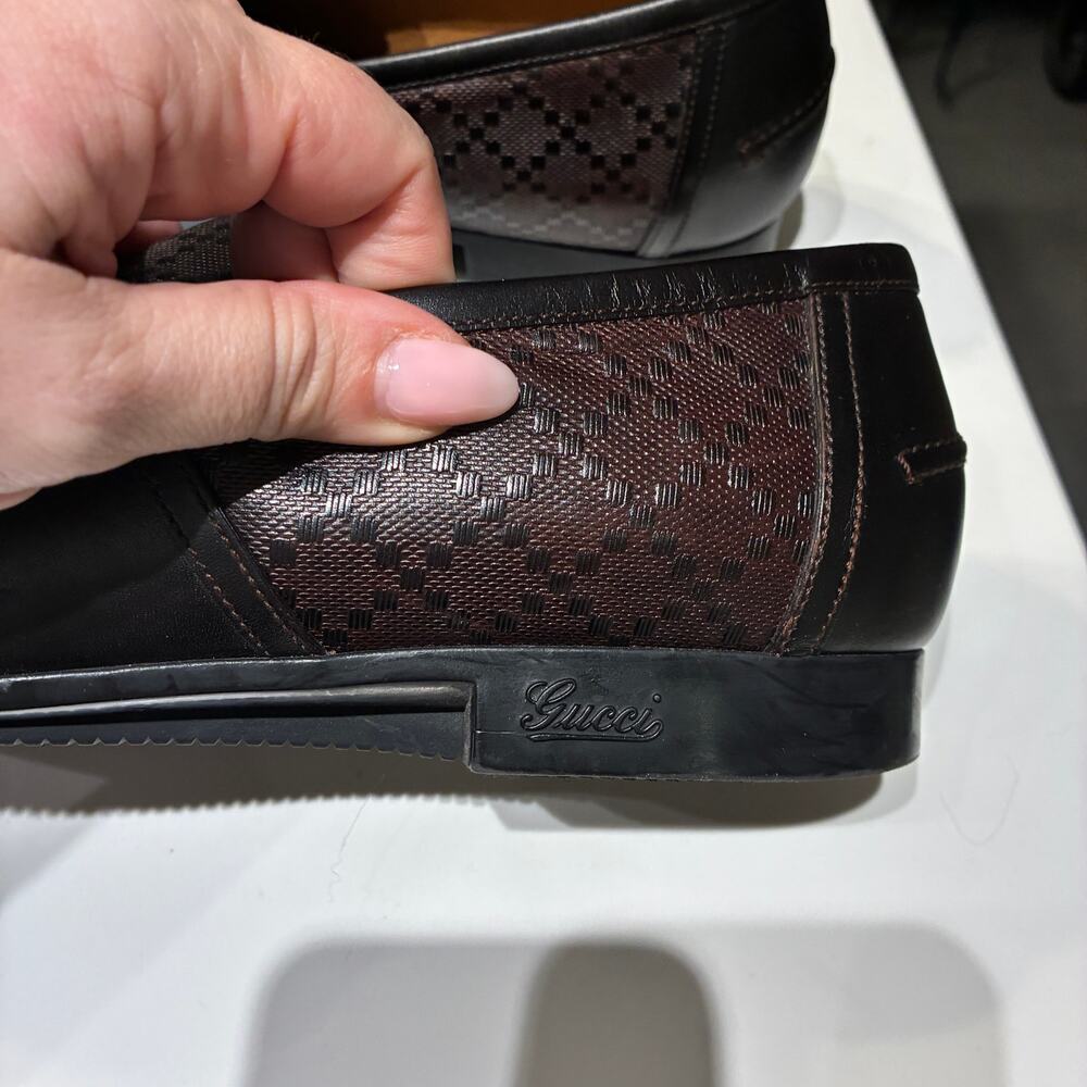 Gucci Brown Leather Hilary Lux Diamante Sz 11 - Picture 10 of 11